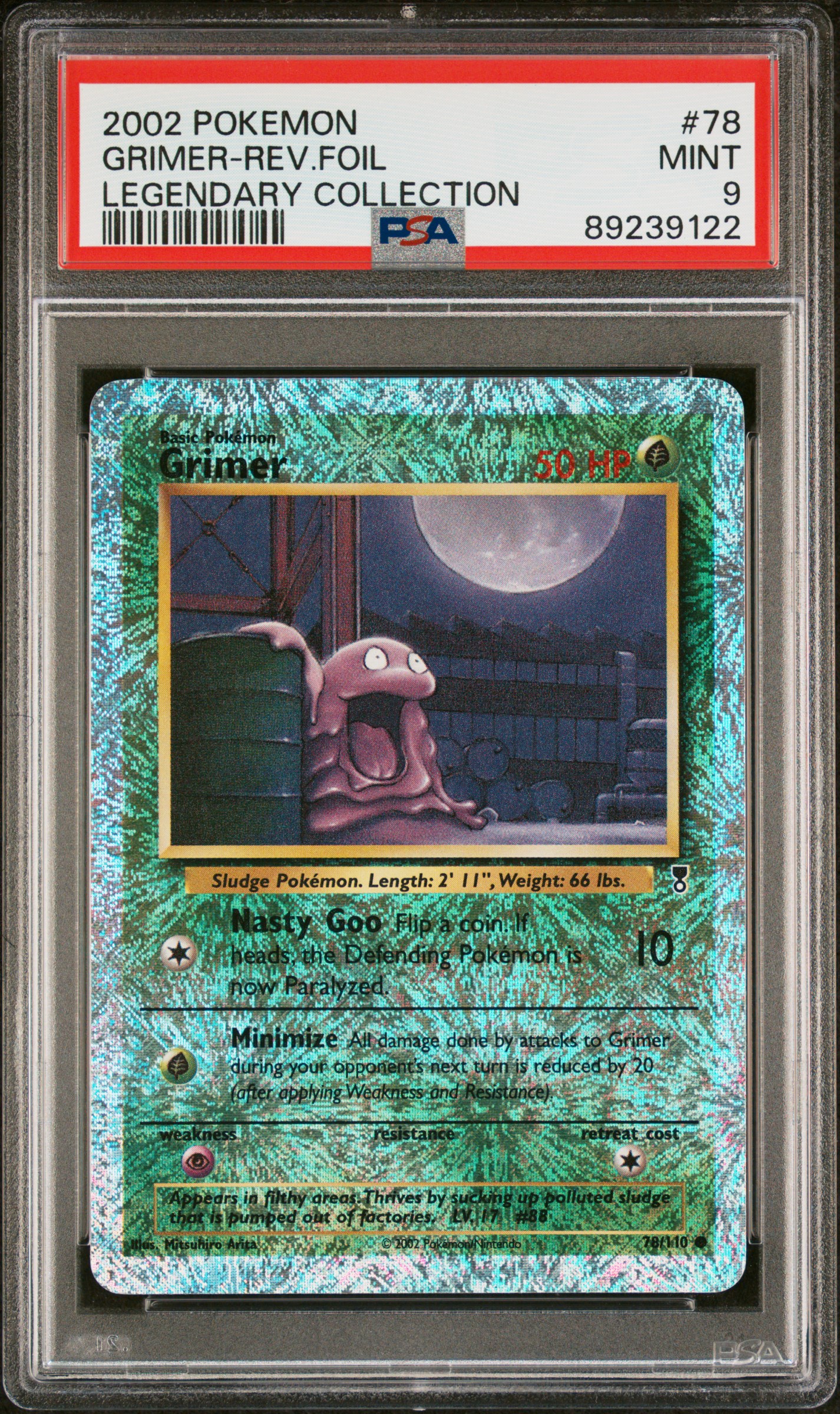 2002 Pokemon Legendary Collection 78 Grimer-Reverse Foil – PSA MINT 9