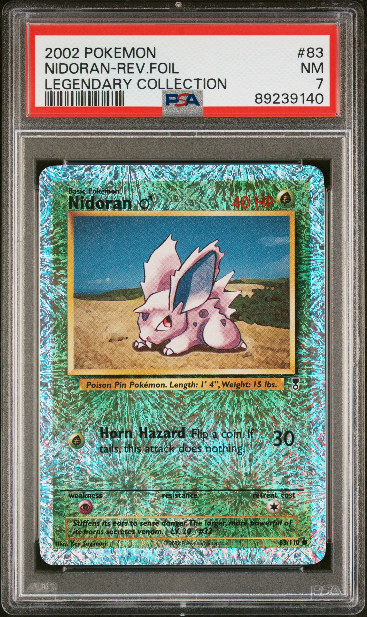 2002 Pokemon Legendary Collection #83 Nidoran-Reverse Foil – PSA NM 7