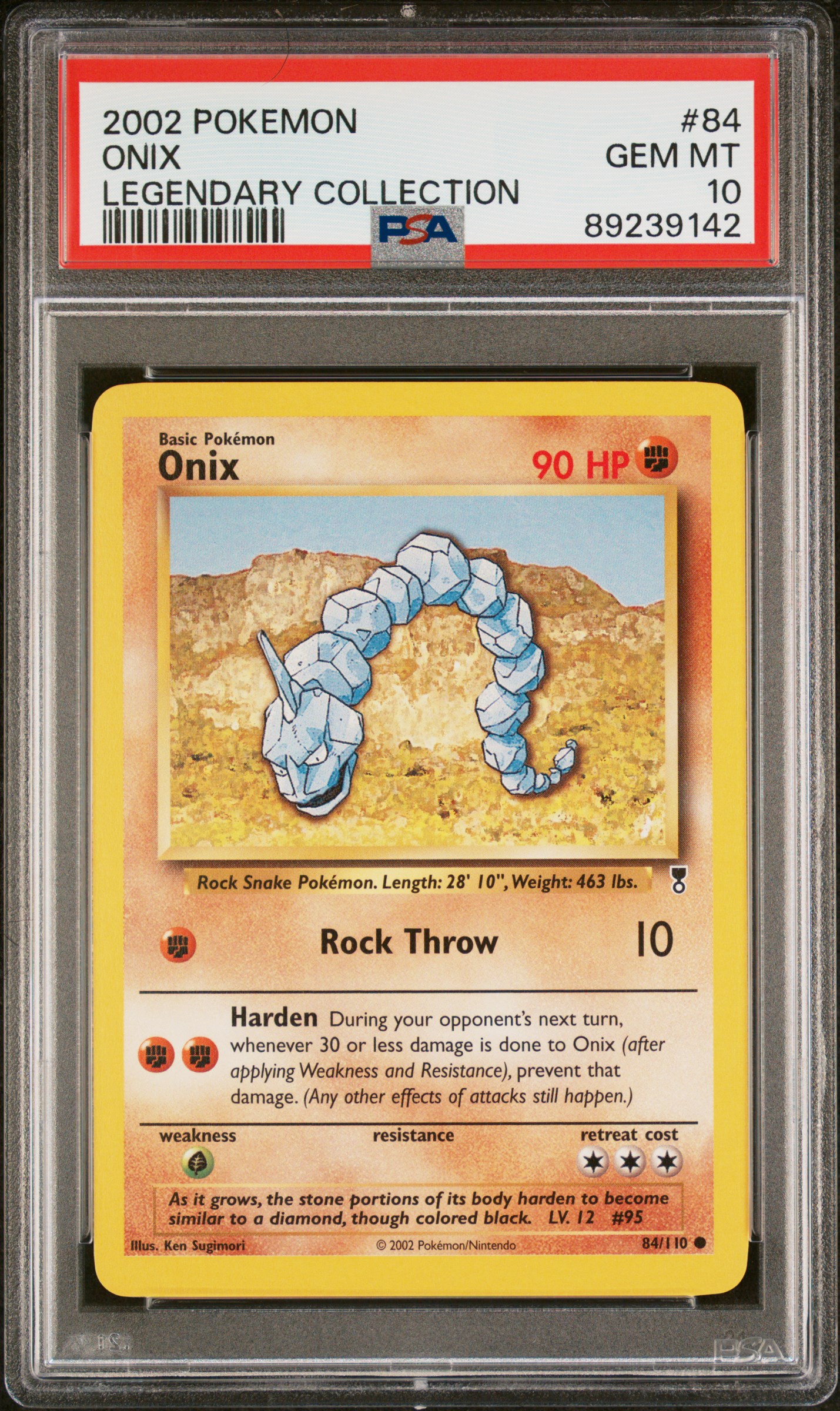 2002 Pokemon Legendary Collection 84 Onix – PSA GEM MT 10