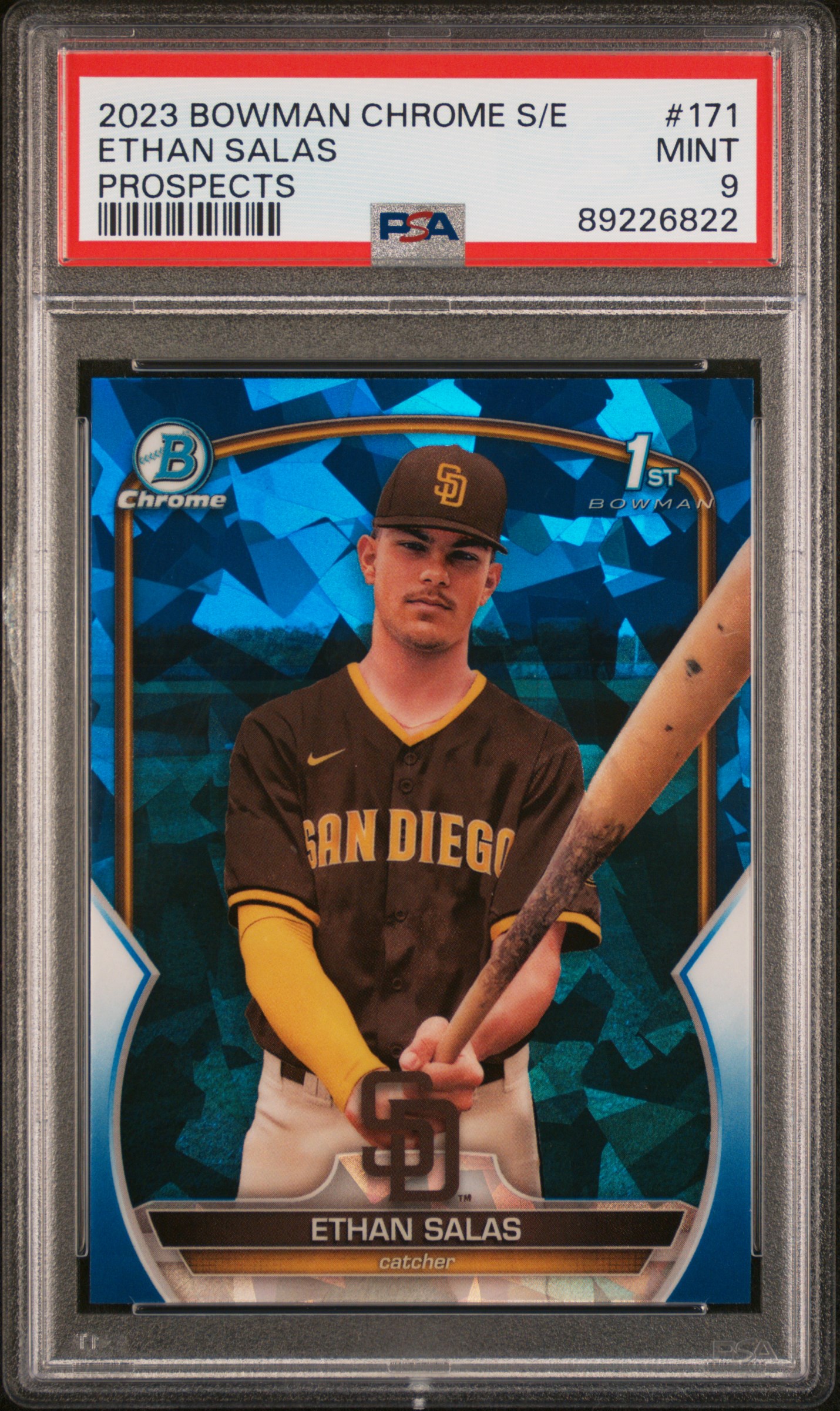 2023 Bowman Chrome Sapphire Edition Prospects Ethan Salas #171 Mint 9 front