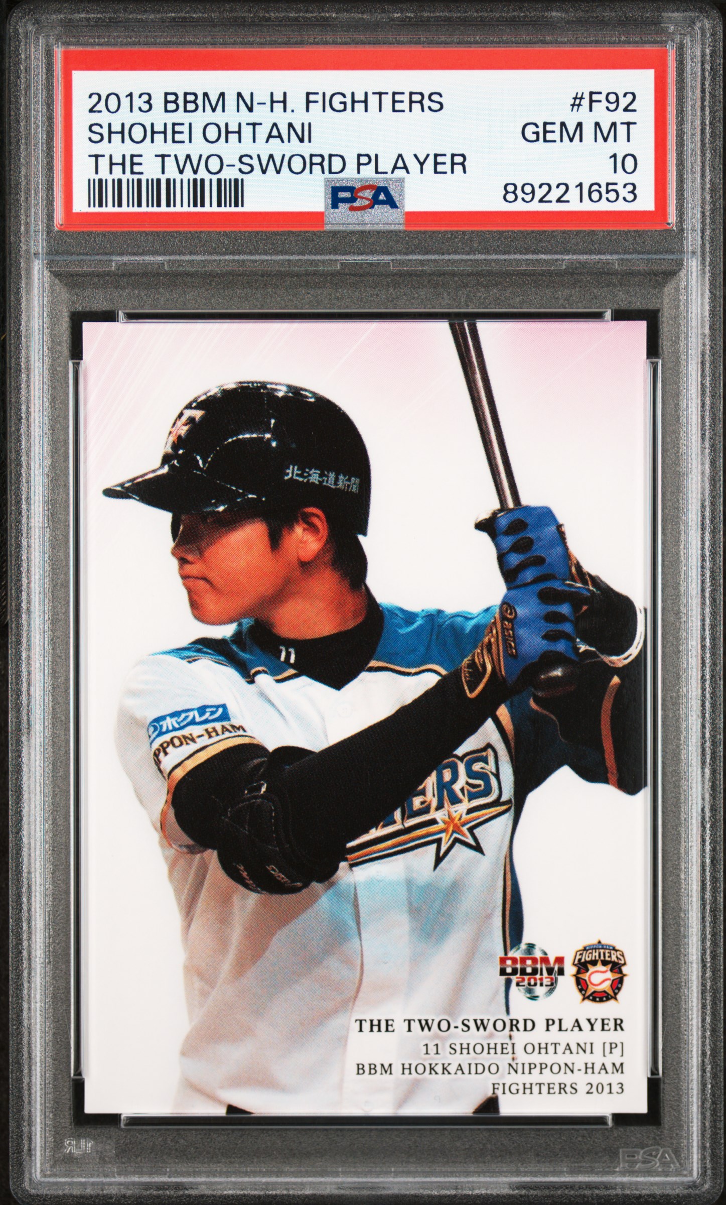 2013 BBM Hokkaido Nippon Ham Fighters the Two-Sword Player #F92 Shohei Ohtani Rookie Card – PSA GEM MT 10