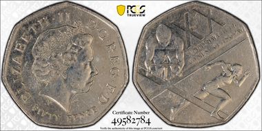 2014 50p S-H28 Commonwealth Games Galsgow AU55