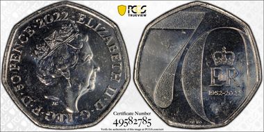 2022 50p Platinum Jubilee MS63