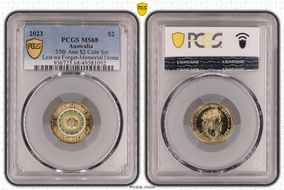 2023 $2 35th Ann $2 Coin Set Colorized Lest We Forget-Memorial Dome MS68
