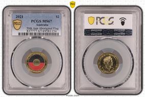 2021 $2 50th Ann Aboriginal Flag Colorized MS67