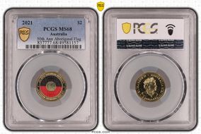 2021 $2 50th Ann Aboriginal Flag Colorized MS68