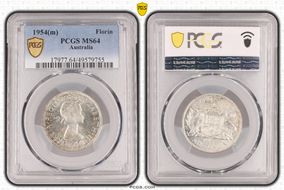 1954(m) Florin KM-54  Ag MS64