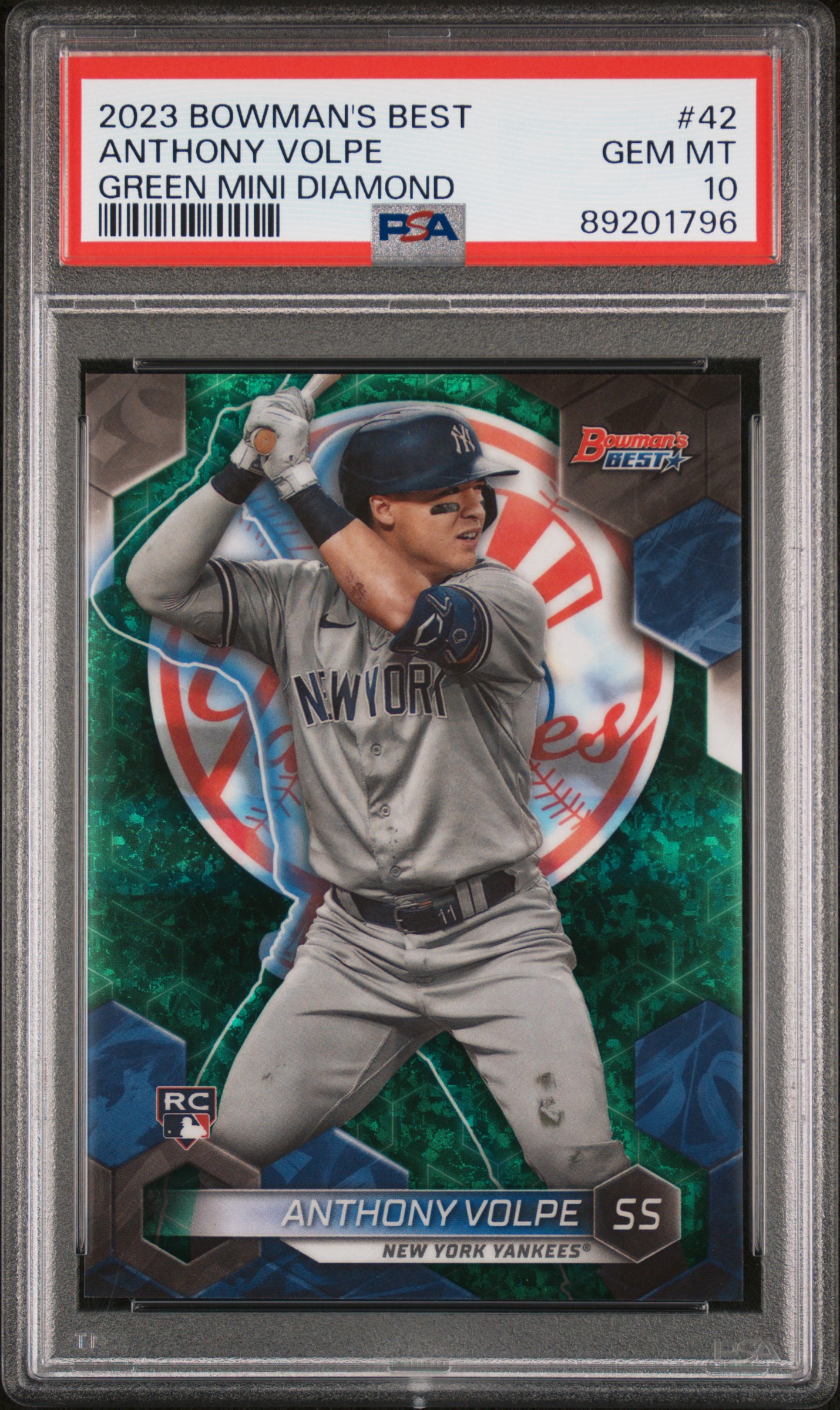 2023 Bowman's Best Green Mini Diamond #42 Anthony Volpe Rookie Card (#29/99) – PSA GEM MT 10