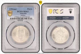 1951(m) Florin Jubilee KM-47  Ag MS63