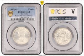 1953(m) Florin Small Rev. Denticles KM-54  Ag MS64