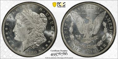 1880-O $1 VAM 5 8/7 Crossbar MS63PL