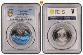 2023 50C Humpback Whale Colorized Antarctic Territory MS69