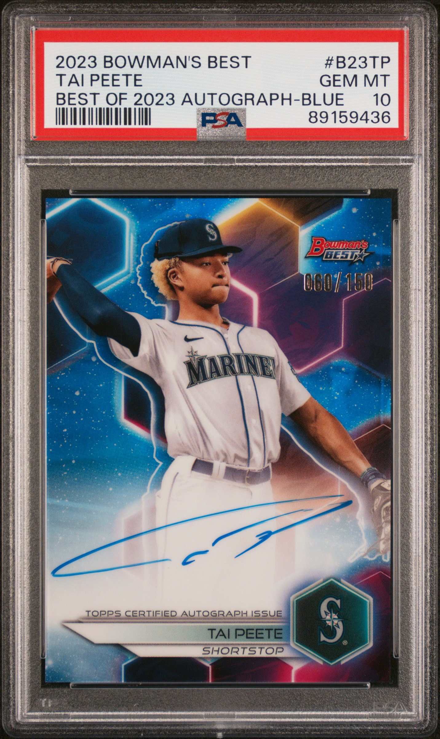 2023 Bowman's Best Best Of 2023 Autographs Blue #B23TP Tai Peete Signed Rookie Card (#060/150) – PSA GEM MT 10