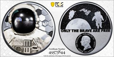 2024 $20 Real Heros - Astronaut 3oz Ag Black PR Colorized First Day of Issue PR70DCAM