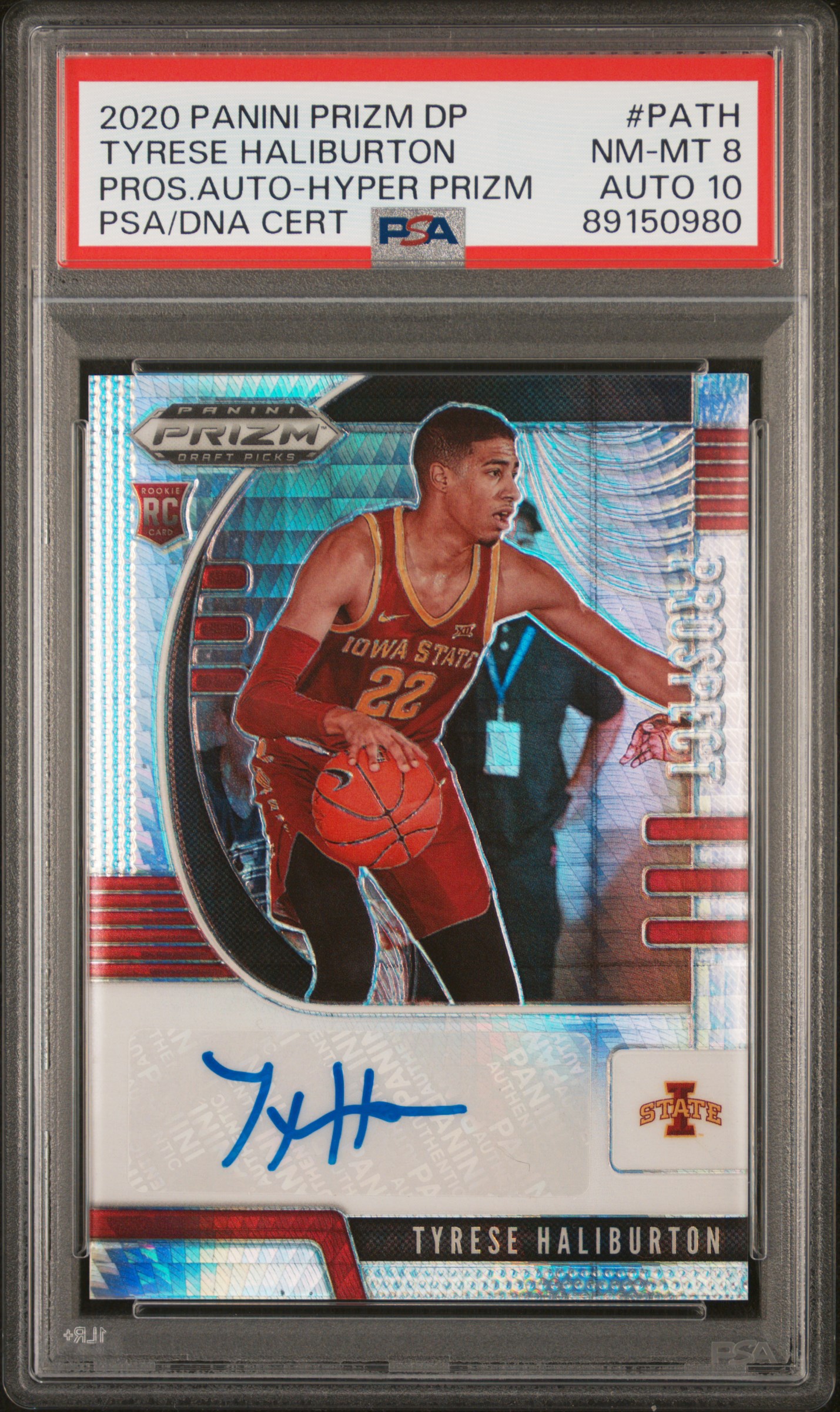 2020 Panini Prizm Draft Picks Prospect Autographs Hyper Prizm #PATH Tyrese Haliburton Signed Rookie Card – PSA NM-MT 8, PSA/DNA GEM MT 10