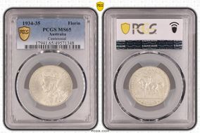 1934-35 Florin Centennial KM-33  Ag MS65