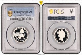 1997 $1 Kingsford Smith Sm Head Ag PR69DCAM