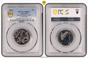 2014 $1 Mob of Roos CuNi  Colorized MS68