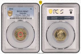 2016 $2 Olympic Team - Red Colorized MS67