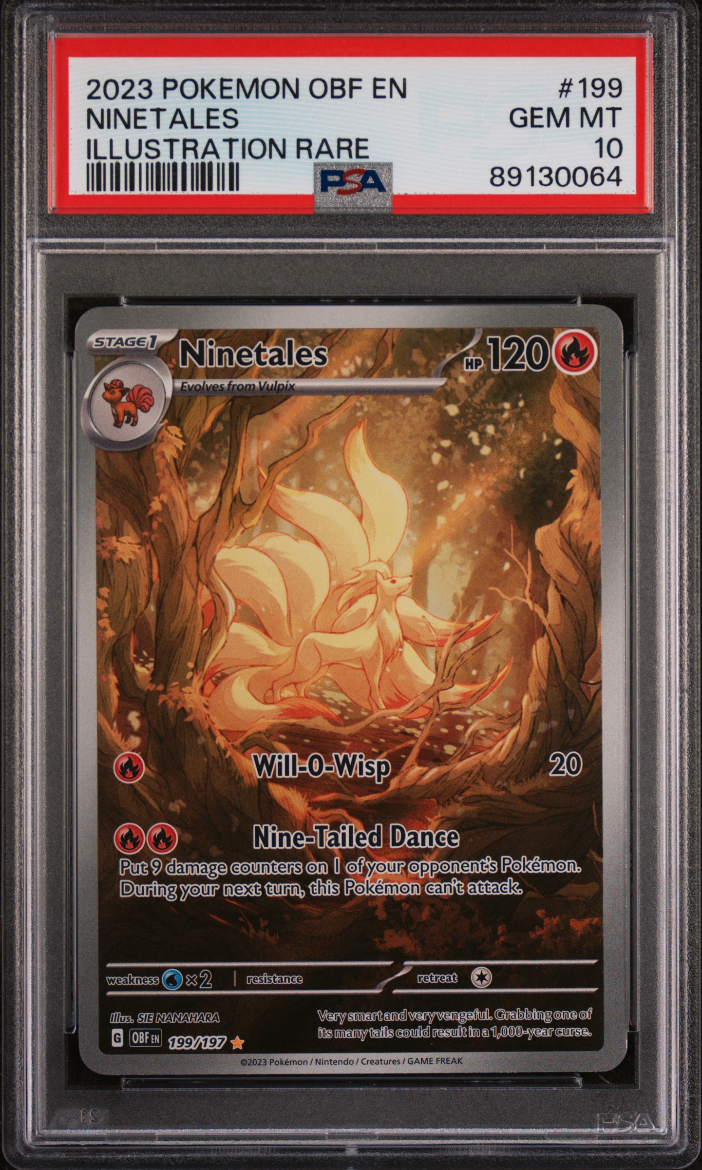 2023 #199 Ninetales PSA 10 Obf EN-Obsidian Flames