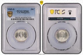 1945-D 20C KM-182  Ag MS66