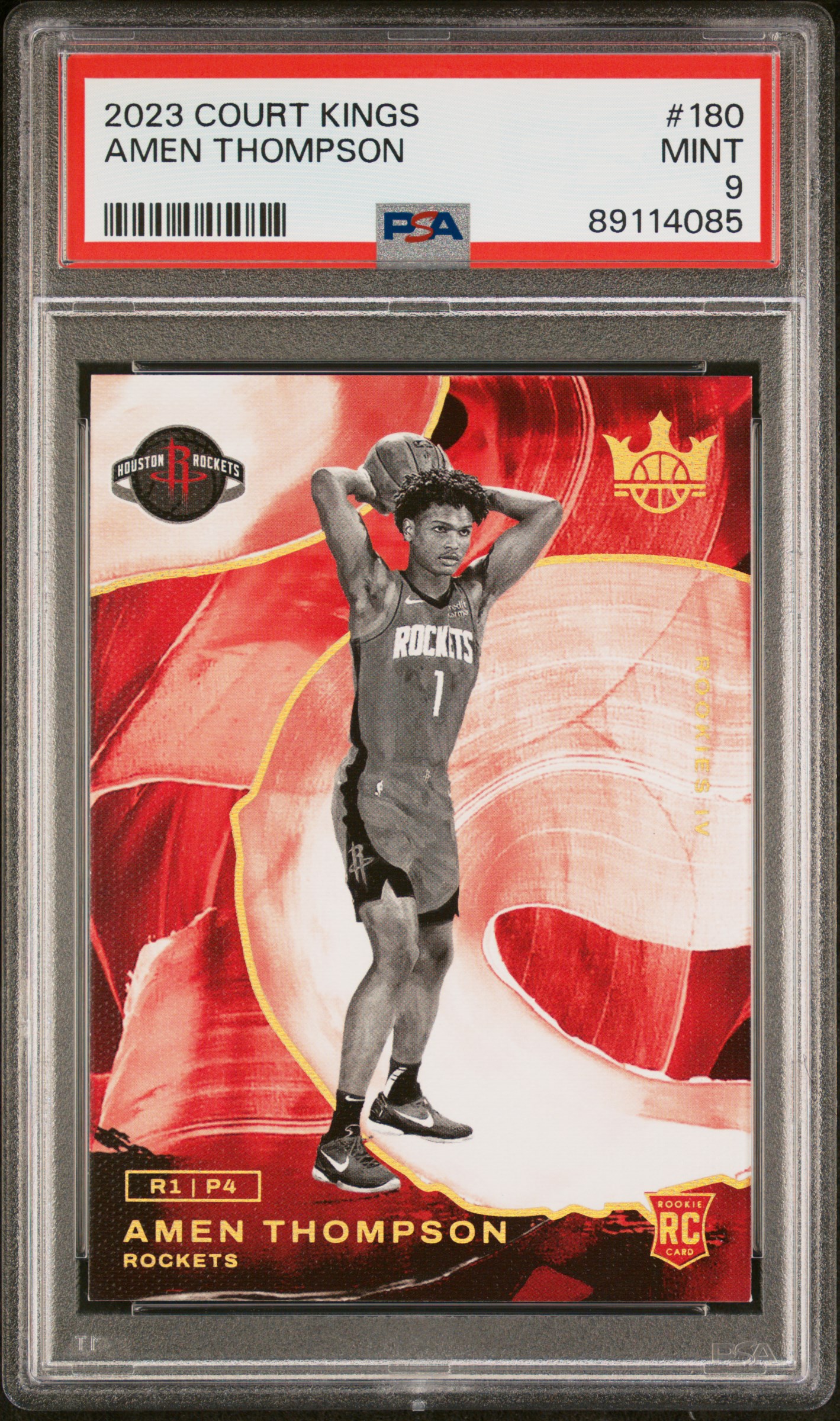 2023-24 Panini Court Kings #180 Amen Thompson Rookie Card – PSA MINT 9