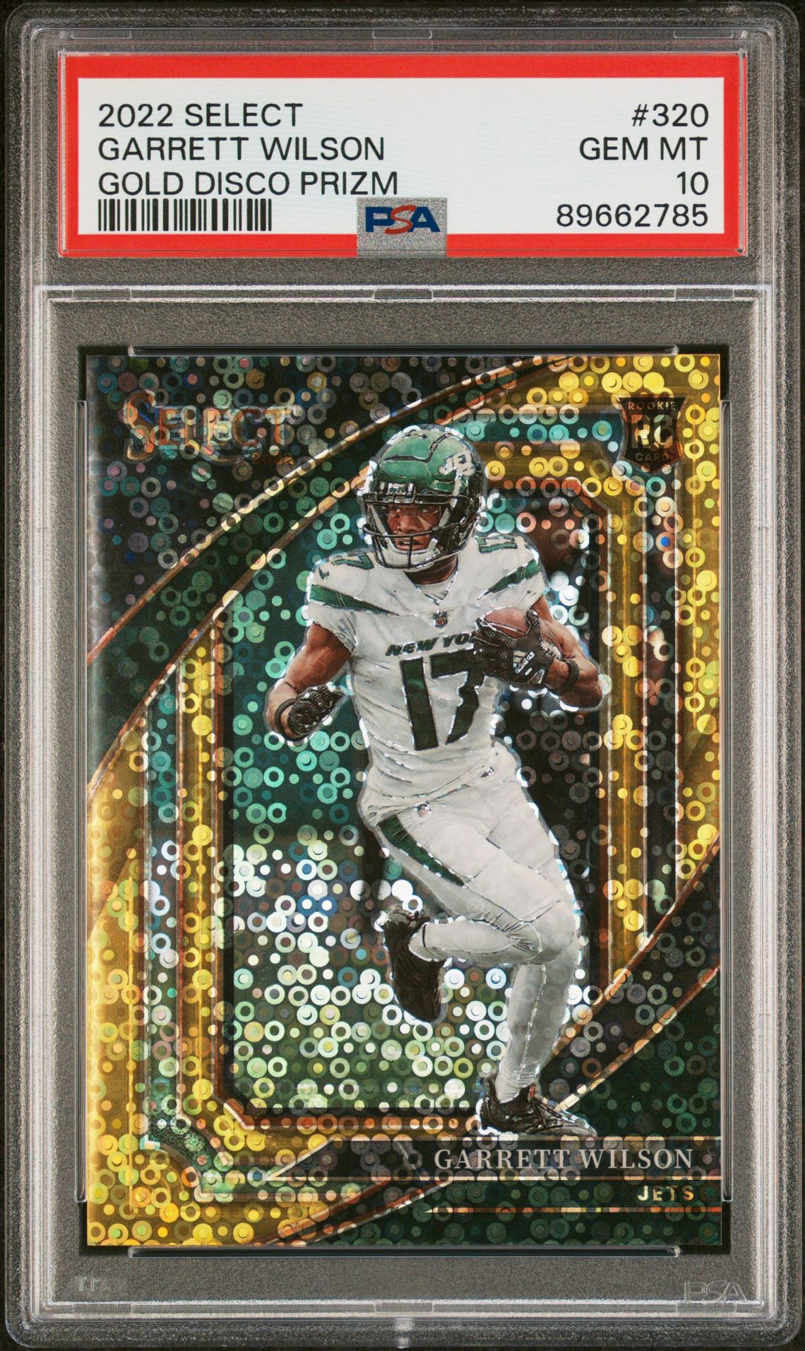 2022 Panini PANINI SELECT GOLD DISCO PRIZM #320 Garrett Wilson front