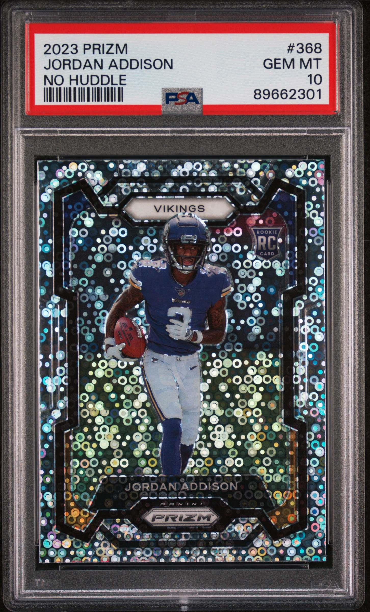 2023 Panini Prizm No Huddle #368 Jordan Addison Rookie Card – PSA GEM MT 10