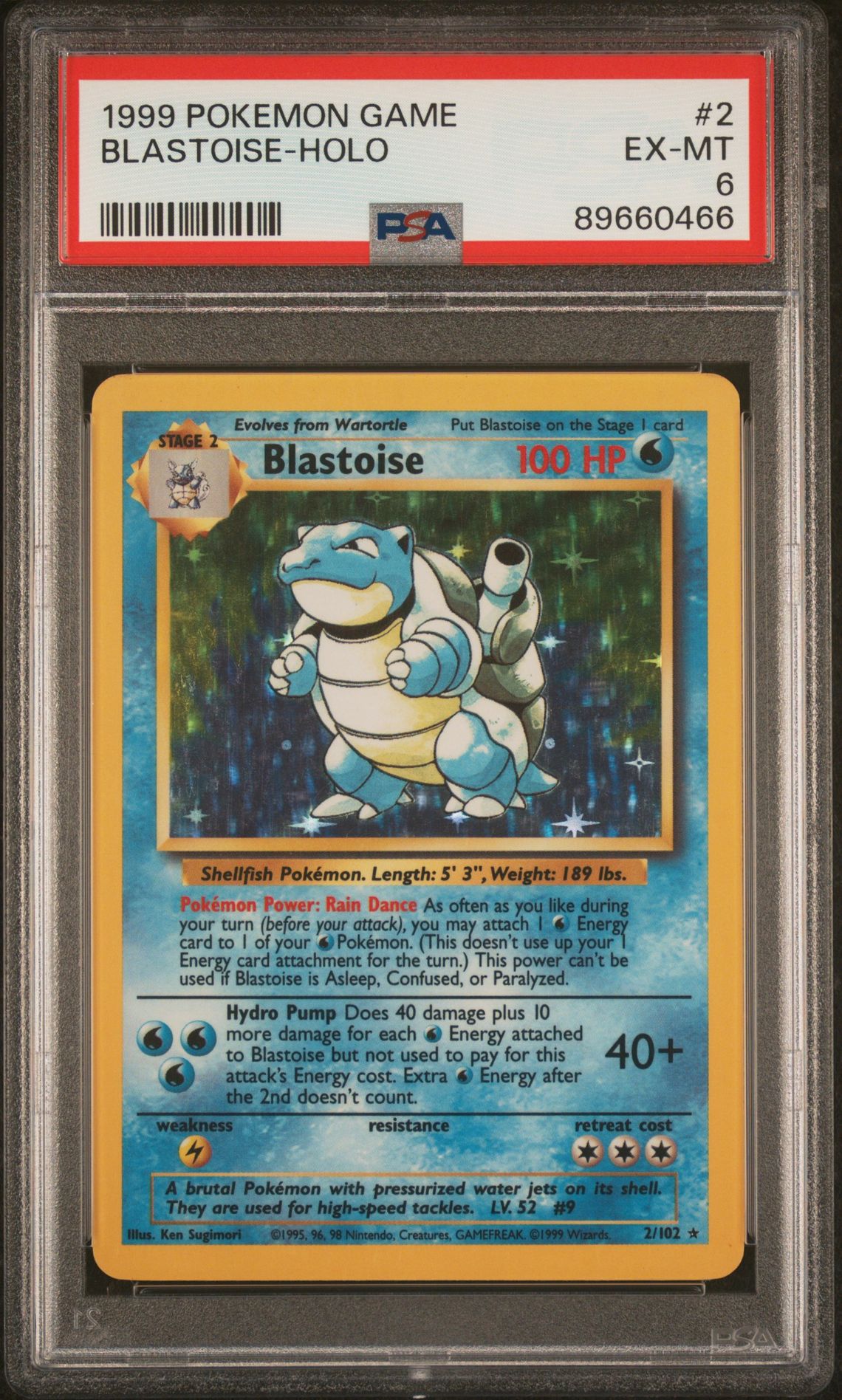 1999 Pokemon POKEMON GAME Holo #2 Blastoise-Holo front