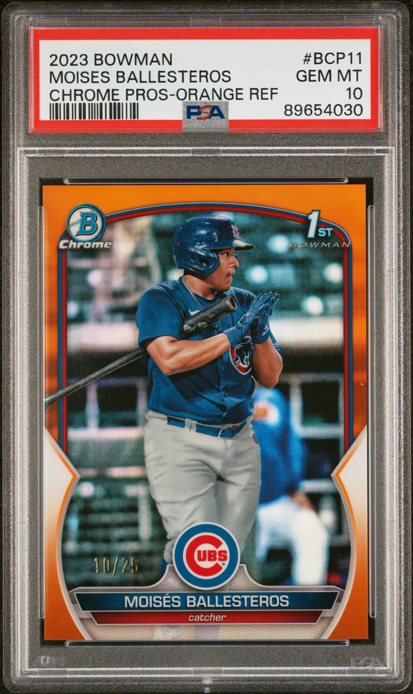 2023 Bowman Chrome Prospects Moises Ballesteros #Bcp11 (Chrome Pros-Orange Ref) Gem Mt 10 front