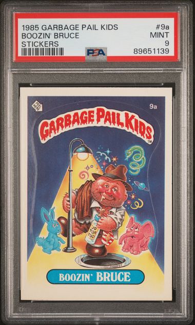 1985 Garbage Pail Kids GARBAGE PAIL KIDS STICKERS GLOSSY #9A Boozin' Bruce front