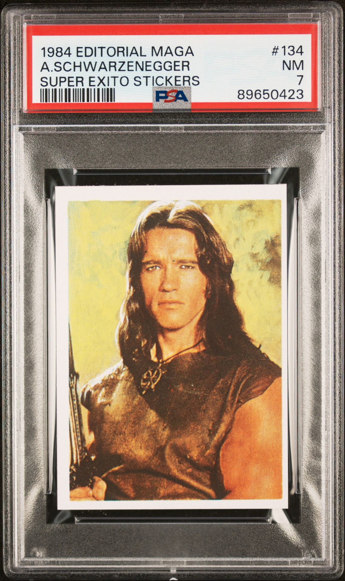 1984 EDITORIAL MAGA SUPER EXITO STICKERS #134 A.Schwarzenegger front