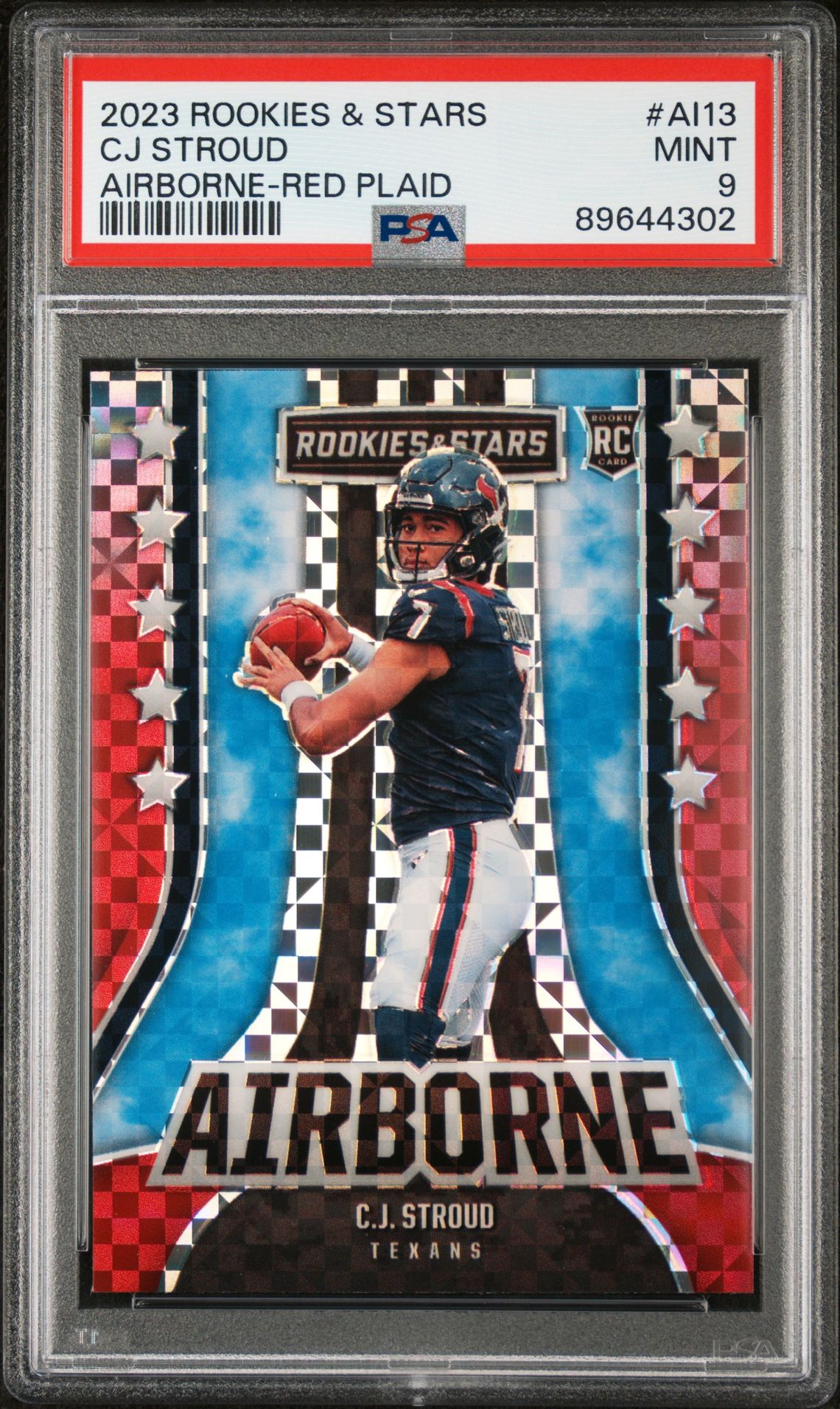 2023 Panini Rookies & Stars Airborne Cj Stroud #Ai13 (Airborne-Red Plaid) Mint 9 front