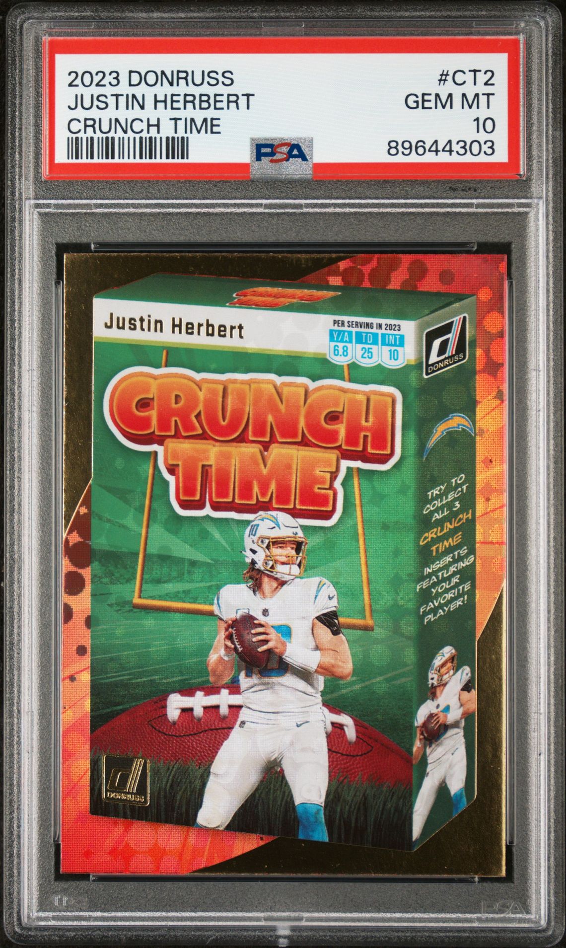 2023 Panini Donruss Crunch Time Justin Herbert #Ct2 Gem Mt 10 front