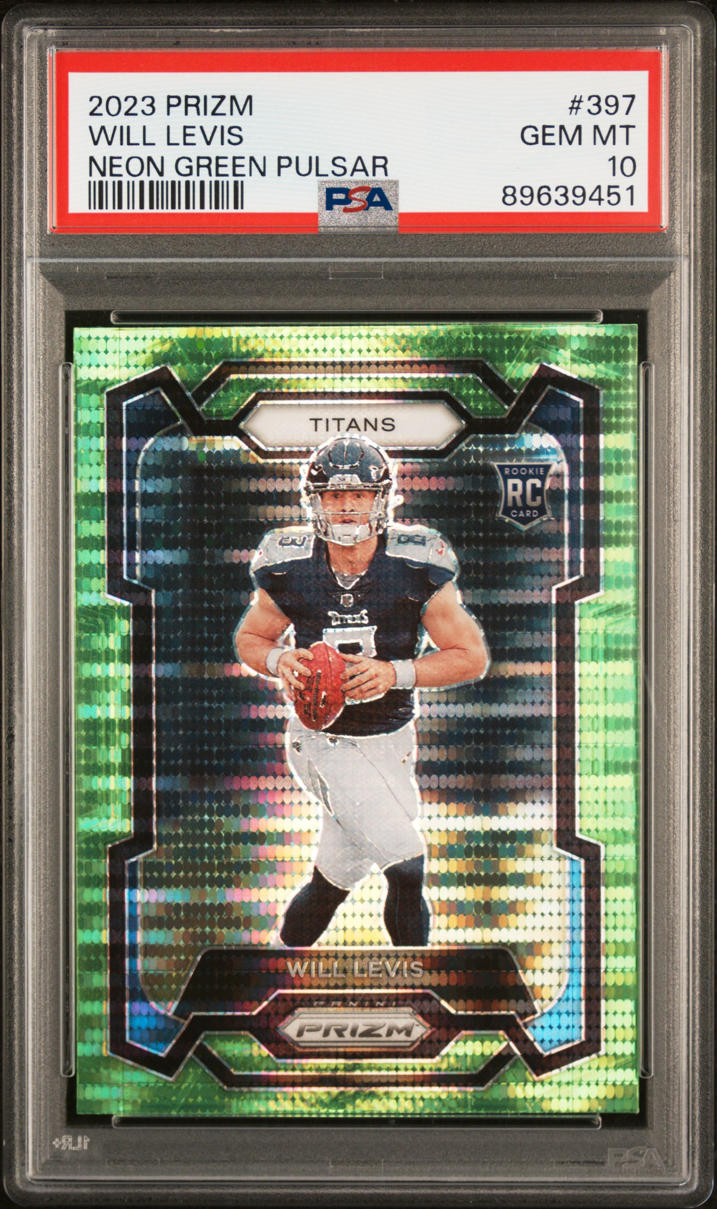 2023 Panini Prizm Will Levis #397 (Neon Green Pulsar) Gem Mt 10 front