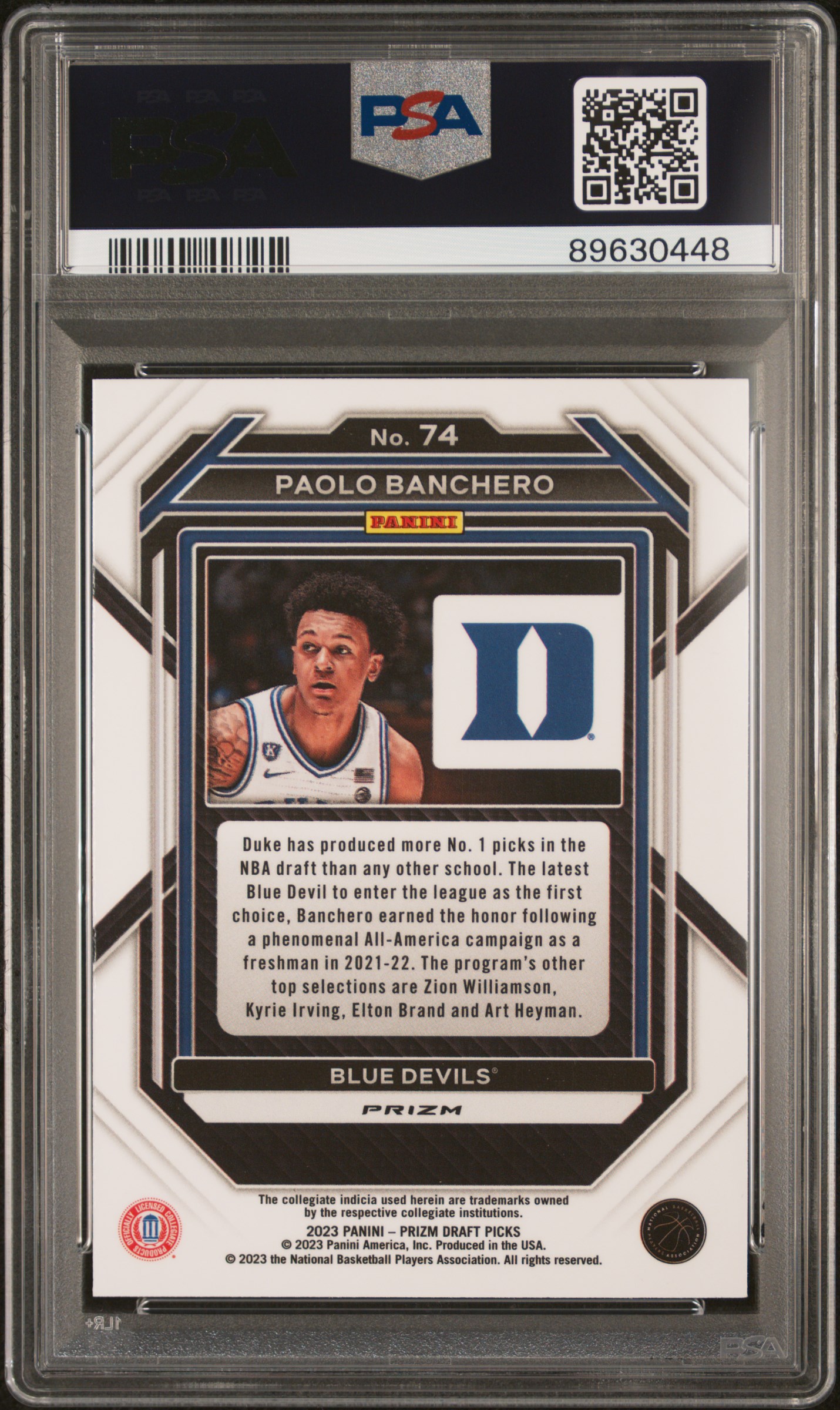 2023 Panini Prizm Draft Picks Paolo Banchero #74 (Venom Prizm) Mint 9 back