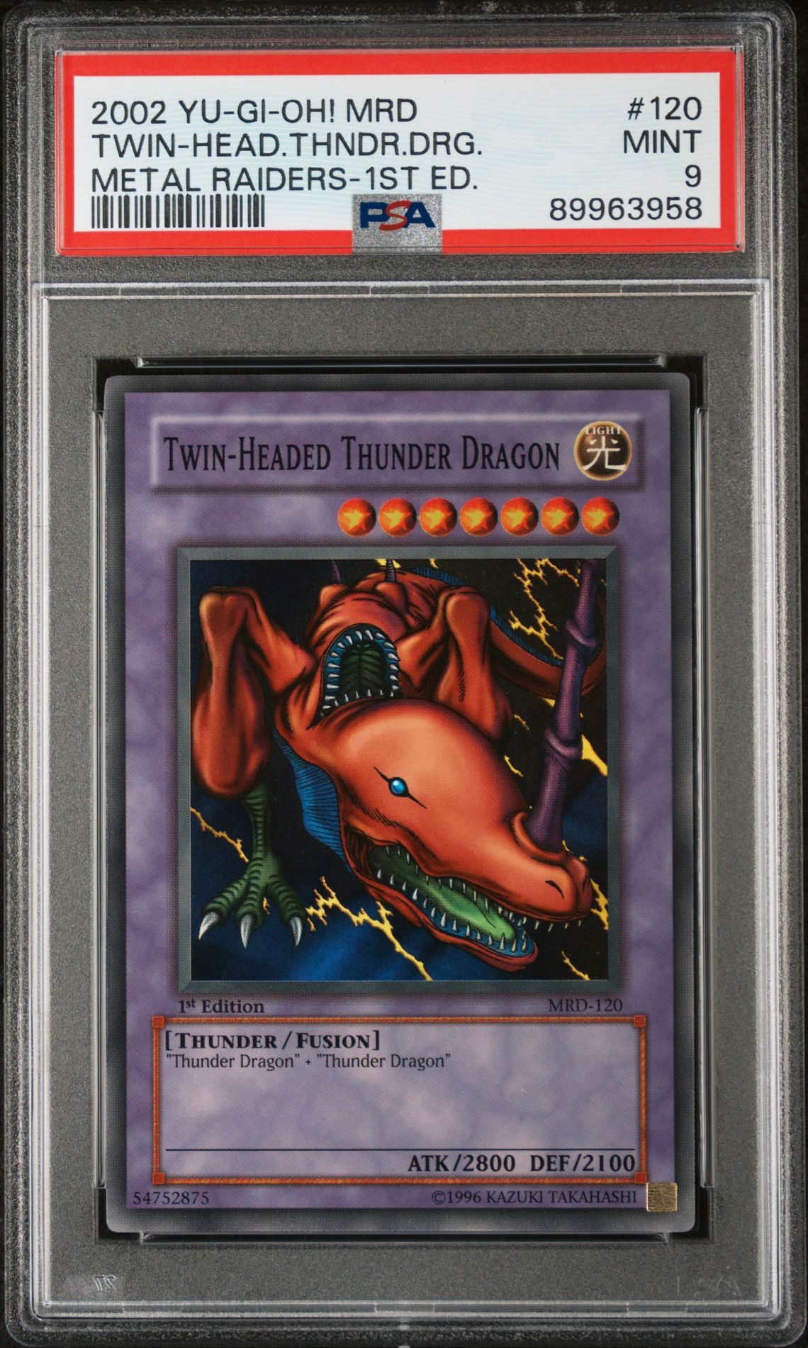 2002 Yu-Gi-Oh! Mrd-Metal Raiders Twin-Head.thndr.drg. #120 (Metal Raiders-1St Ed.) Mint 9 front