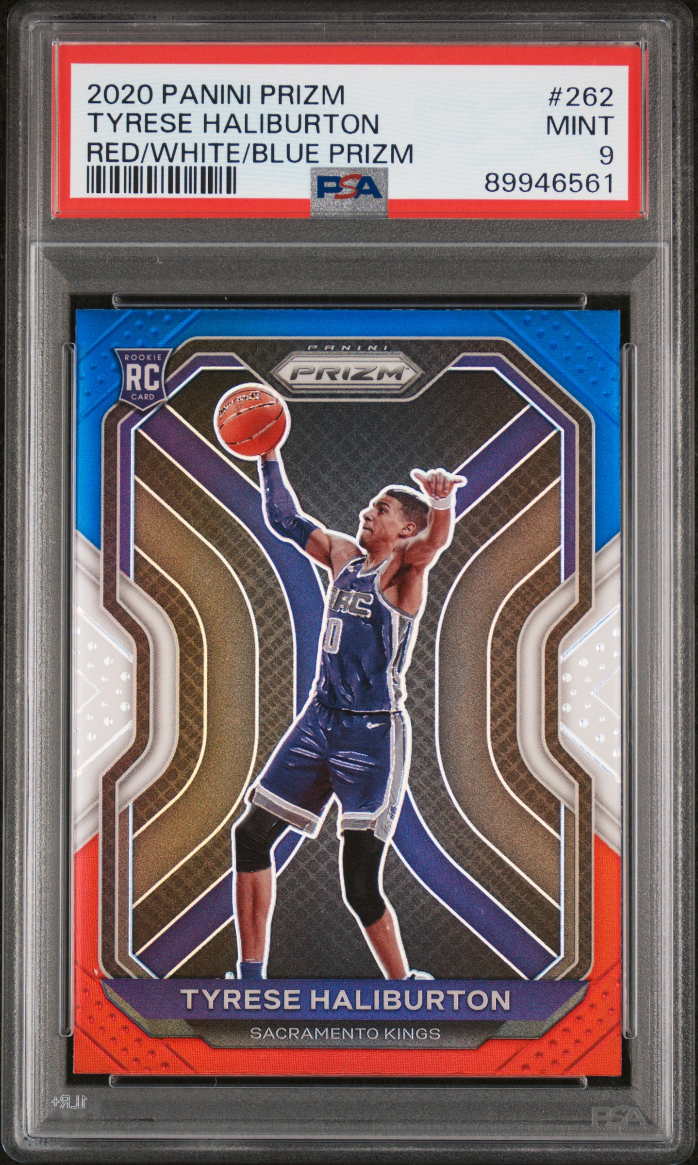 2020 Panini Prizm Tyrese Haliburton #262 (Red/White/Blue Prizm) Mint 9 front