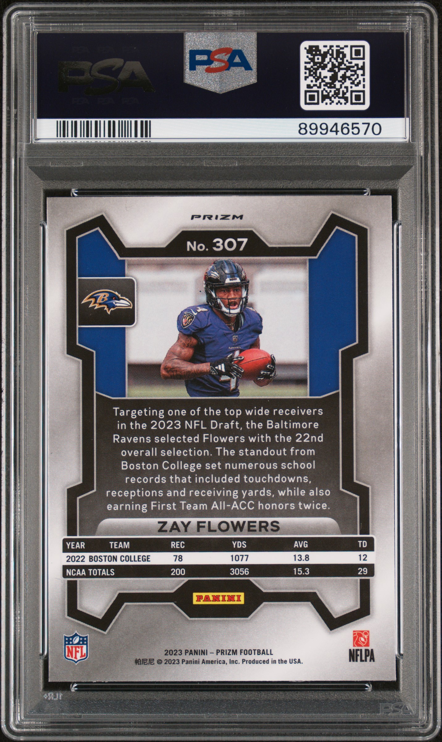 2023 Panini Prizm Zay Flowers #307 (Green Wave) Mint 9 back