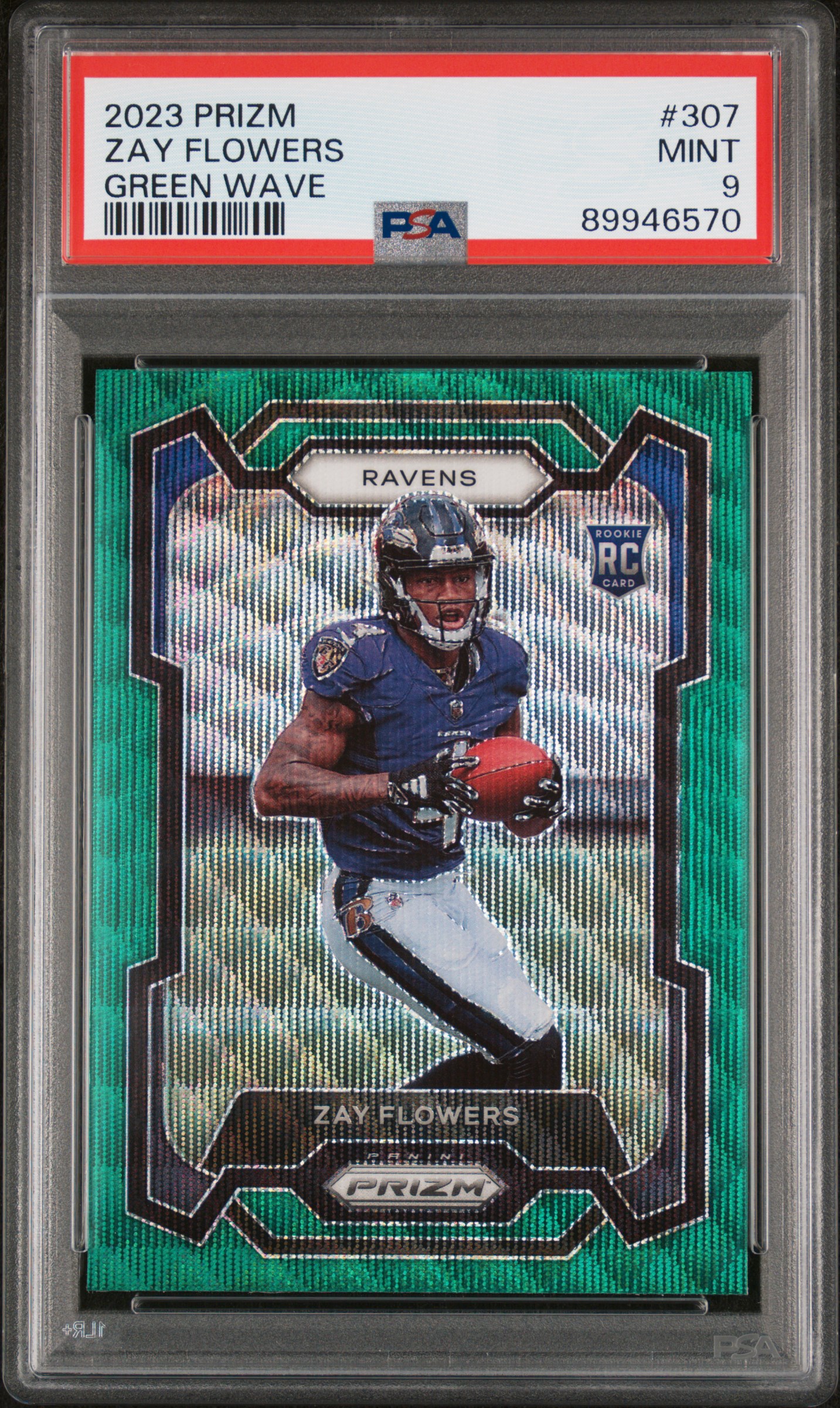 2023 Panini Prizm Zay Flowers #307 (Green Wave) Mint 9 front