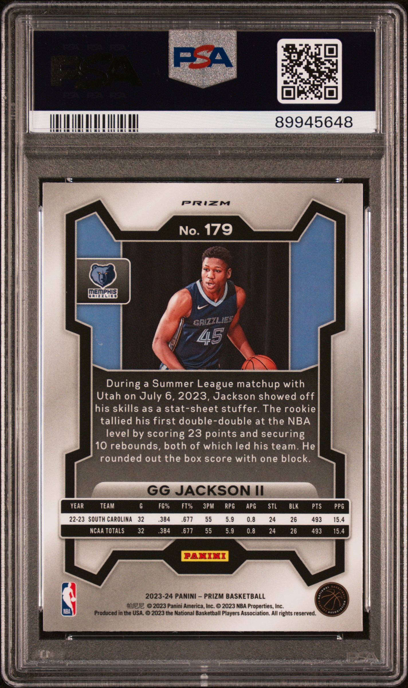 2023 Panini Prizm Gg Jackson Ii #179 (Hyper Prizm) Gem Mt 10 back