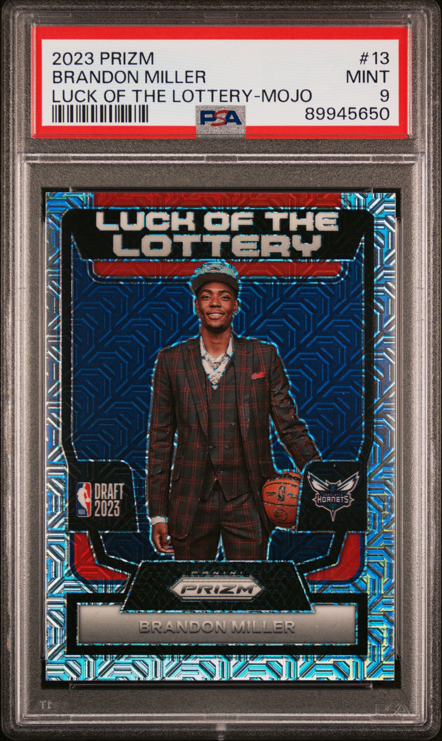 2023 Panini Prizm Luck Of The Lottery Brandon Miller #13 (Luck Of The Lottery-Mojo) Mint 9 front