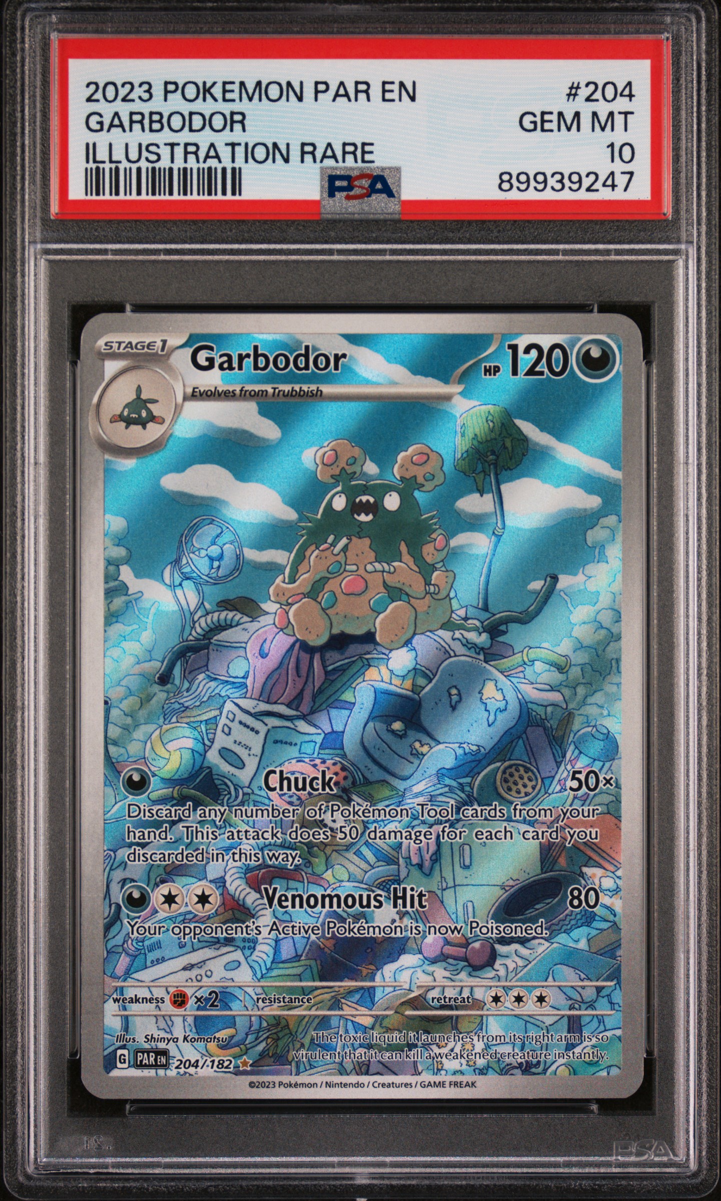 2023 Pokemon Par En-Paradox Rift Illustration Rare 204 Garbodor – PSA GEM MT 10