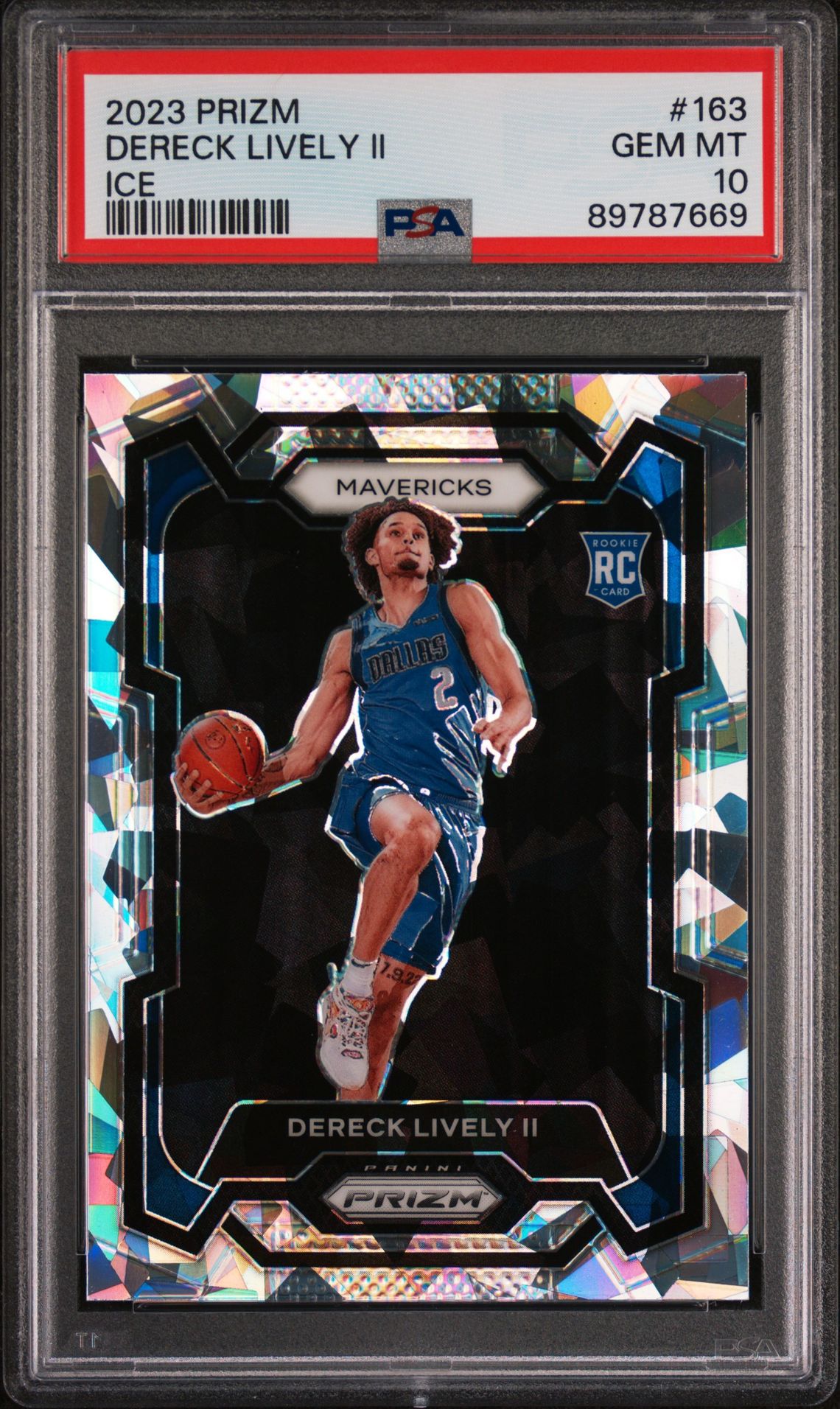 2023 Panini Prizm Dereck Lively Ii #163 (Ice) Gem Mt 10 front