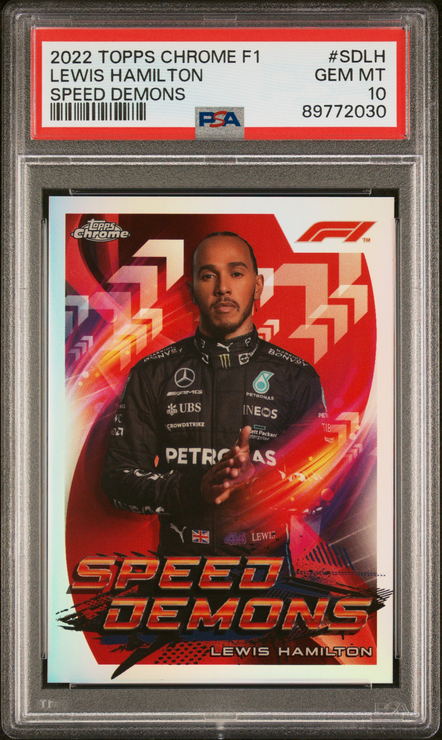 2022 Topps Chrome Formula 1 Speed Demons #SD-LH Lewis Hamilton – PSA GEM MT 10