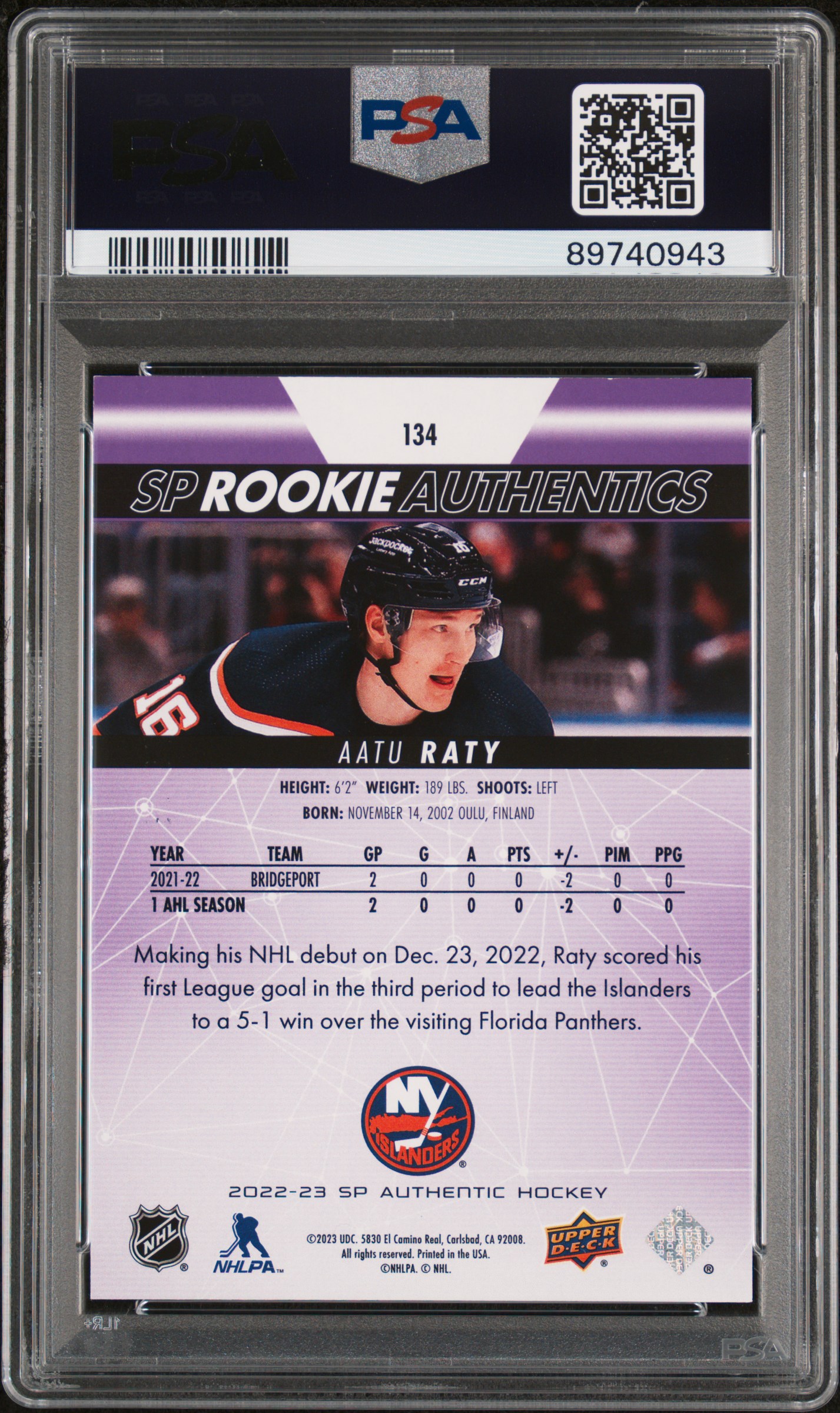 2022 Sp Aatu Raty #134 (Purple) Gem Mt 10 back