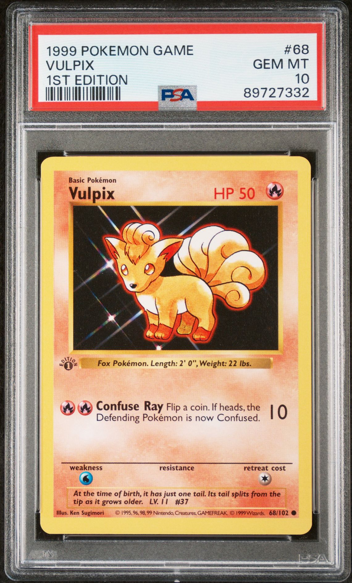 1999 Pokemon POKEMON GAME 1ST EDITION #68 Vulpix front