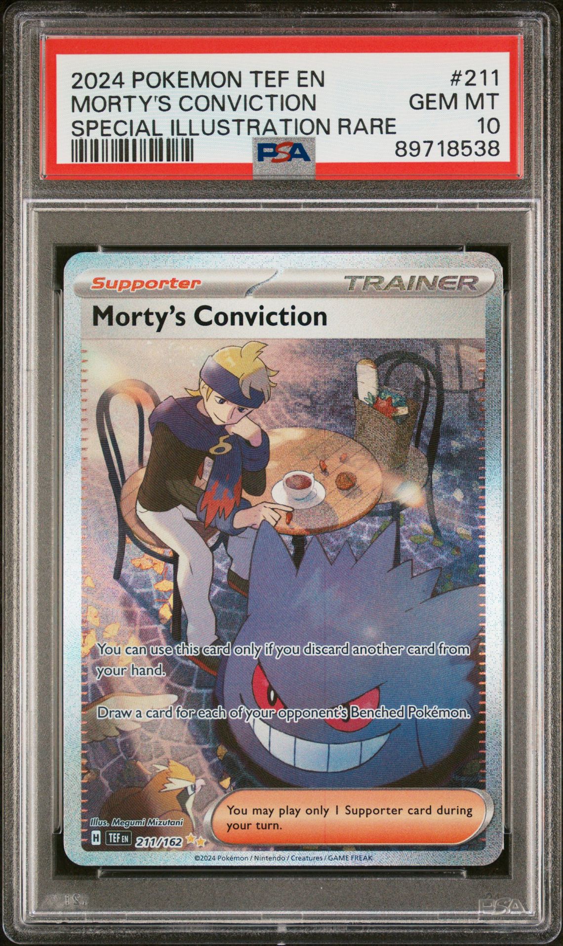 2024 Pokemon POKEMON TEF EN-TEMPORAL FORCES SPECIAL ILLUSTRATION RARE #211 Morty's Conviction front