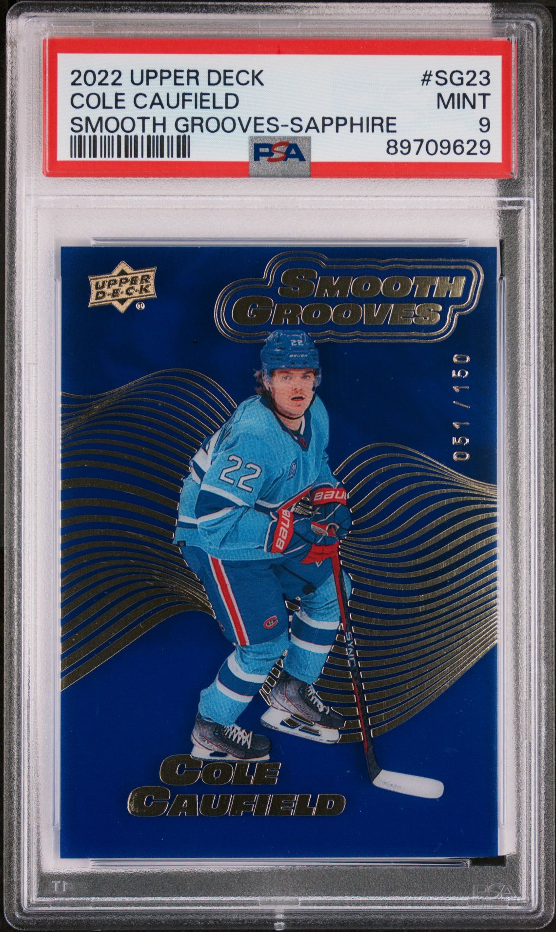 2022 Upper Deck UPPER DECK EXTENDED SERIES SMOOTH GROOVES SAPPHIRE #SG23 Cole Caufield front