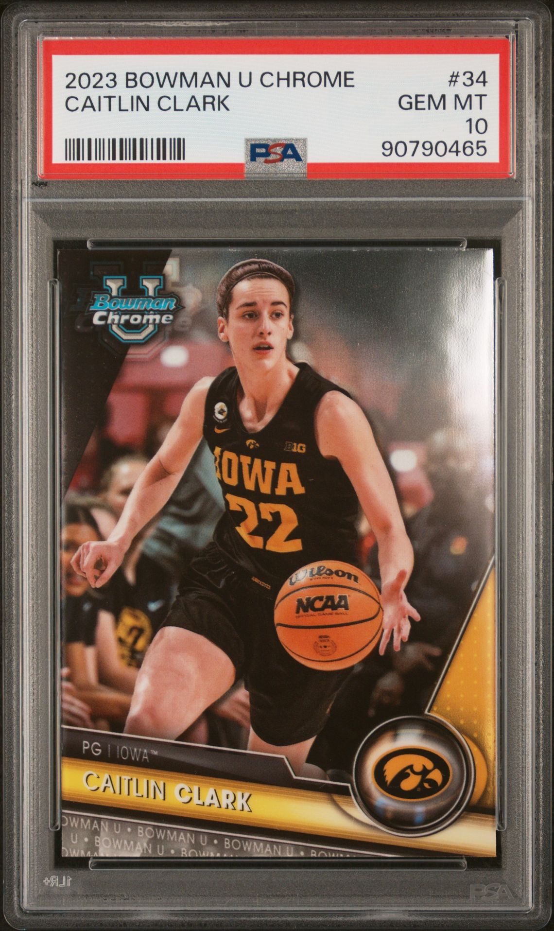 2023 Bowman University Chrome Caitlin Clark #34 Gem Mt 10 front